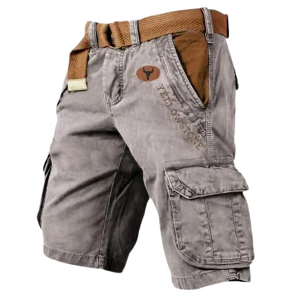 Men's Cotton-Polyester Cargo Shorts | Multiple Pockets | Adjustable Waistband | Versatile Fit | Above-the-Knee Length | Sizes S-5XL | Neutral Colors | Comfortable & Functional Wear