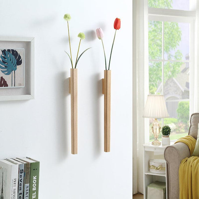 Handcrafted Wooden Spear Wall Vase | Rustic Decor | Includes Watertight Glass Vial | Available in Beech and Walnut | Includes Wall Mount Kit | H 41 cm x W 3.5 cm | Perfect for Flowers or Decorative Items