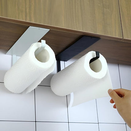 Adhesive Wall-Mounted Paper Towel Holder | No Drilling Required | Space-Saving | Bathroom and Kitchen Organizer | Durable Iron | Easy Installation | Holds Paper Towels, Cutting Boards & Disposable Bags