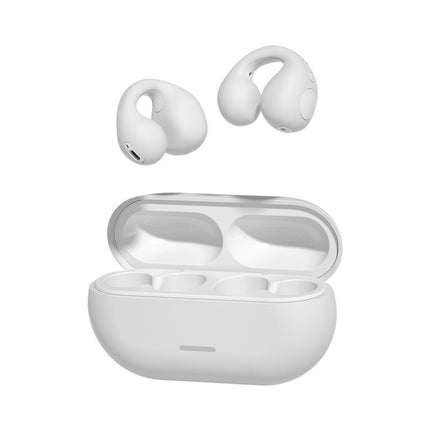 Wireless Bone Conduction Headphones | Noise Reduction | Bluetooth Earclip | Ergonomic Fit | Durable IPX5 Waterproof | Black & White | Type-C Charging | 4-8h Playback | LED Power Display