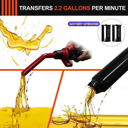 Portable Battery Operated Liquid Transfer Pump | Adjustable Flow Nozzle | Extra Long 3 FT Hose | High-Speed Performance | Compact Design | Ideal for Fuel, Water, and More | 2.2 Gallons per Minute