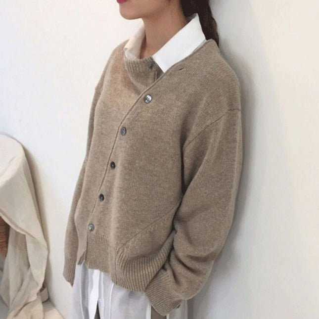 Women's Wrap Cardigan | Soft and Warm Fabric | Asymmetrical Button Detail | Elegant and Versatile Design | Multiple Colors Available | Relaxed Fit | Ideal for Layering | Sizes S-2XL