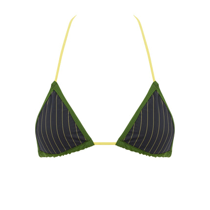 Juni Pinstripe Triangle Bikini Top | Contrast Binding | Swimwear