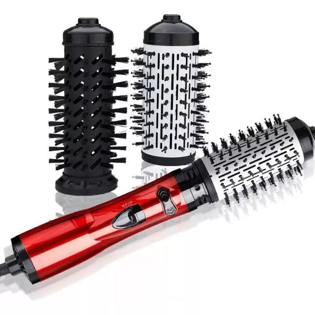 360° Rotating Hair Dryer Brush | Two Interchangeable Brushes | Multi-directional Styling | Adjustable Temperature Settings | Ergonomic Design | Negative Ion Technology | Suitable for Dry and Wet Hair | 1000W