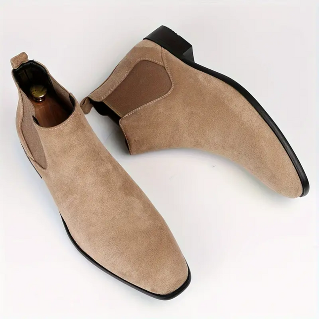 Men's Slip-On Chelsea Boots | Faux Leather Finish | Streamlined Style | Elastic Side Panels | Durable Rubber Sole | Cushioned Insole | Available in Brown, Black | Sizes EU 40-47 | Effortless All-Day Comfort