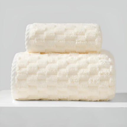 Pure Soft Fleece Towels | Cozy Breathable 2-Piece Set | Includes Bath & Hand Towel | Durable with Tight Stitching | Top Hanging Loop | Machine Washable | Everyday Luxury & Comfort