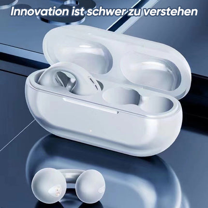 Wireless Bone Conduction Headphones | Noise Reduction | Bluetooth Earclip | Ergonomic Fit | Durable IPX5 Waterproof | Black & White | Type-C Charging | 4-8h Playback | LED Power Display