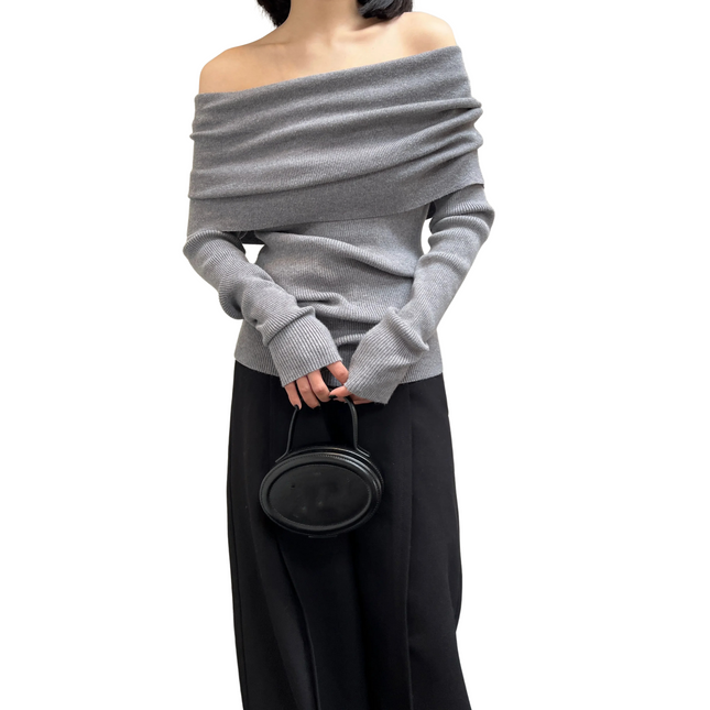 ELLIE | Women's Vintage Knitted Off-Shoulder Jumper | Chic Flattering Fit | High Stretch Comfort