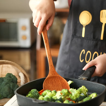 Premium 4-Piece Wooden Kitchen Utensil Set | Durable Hardwood Tools | Scratch-Free for Non-Stick Cookware | Includes Ladle, Spatulas & Spoon | Easy to Clean | Space-Saving Storage with Hanging Holes