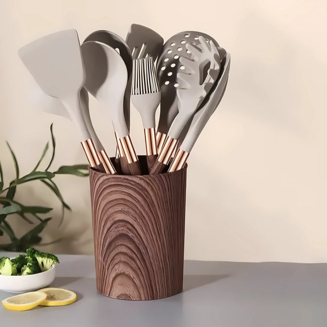 Luxe Silicone Utensils Set | 10 Pieces | Heat-Resistant | Ergonomic Handles | Easy-to-Clean Kitchen Tools | High-Quality Silicone | Stirring, Flipping, Serving | Dishwasher Safe | Modern Cooking Essentials