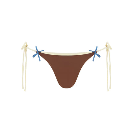 Juni Cheeky Cut Bikini Bottom | Brown | Contrast Bow & Tie Sides