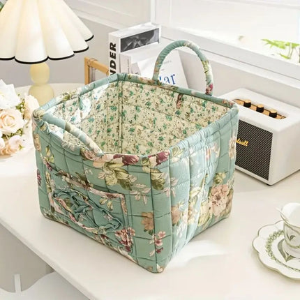 Charming Country-Style Floral Canvas Storage Basket | Organize Essentials with Durable, Lightweight Design | Perfect for Clothes, Shoes, and Accessories | Elegant, Practical Home Addition