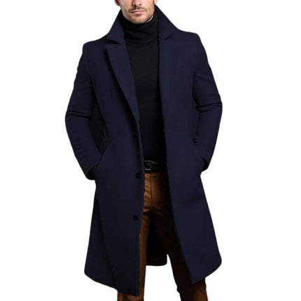Armoire Melbourne Mid-Length Men's Trench Coat | High-Quality Material | Notch Lapel | Single-Breasted Closure | Tailored Fit | Versatile for Formal, Casual, or Workwear | Elegant Winter Outerwear
