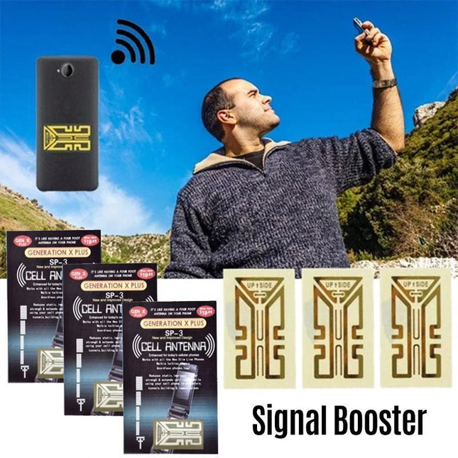 Mobile Phone Signal Booster | Universal Sticker Antenna Enhancer | Gold | Minimize Dropped Calls | Strong Reception in Remote Areas | Compatible with All Phones | 1.5m Antenna Equivalent