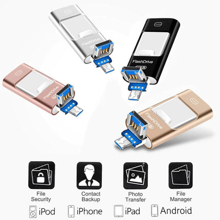 USB Flash Drive | Storage Expansion for iPhone, iPad, Android Smartphones | Multi-Device Compatibility | USB 3.0 & Lightning Connectors | Encrypted File Protection | 8-64GB Options
