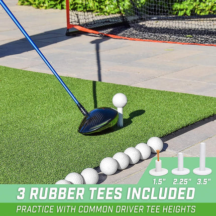 Golf Practice Mat | 5x4 ft Artificial Turf | 15mm Non-Slip Foam Padding | Indoor/Outdoor Training | 6 Teeing Positions | Includes 3 Rubber Tees for Drivers | Synthetic Grass for Realistic Feel