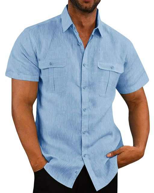 Men's Linen Blend Shirt | Lightweight | Breathable | Relaxed Fit | Button-Down | Soft Texture | Chest Pockets | Summer Fashion | Casual & Semi-Formal | Cool Comfort | Versatile Style