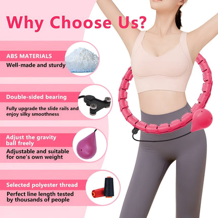 Smart Weighted Hula Hoop | Core Toning and Calorie Burning Fitness Circle | Adjustable Waist Up to 43 Inches | Detachable Parts | Silent Rotating Bearings | Home Exercise Solution | Durable ABS Material