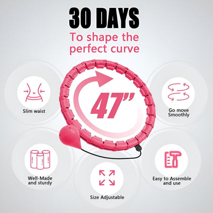 Smart Weighted Hula Hoop | Core Toning and Calorie Burning Fitness Circle | Adjustable Waist Up to 43 Inches | Detachable Parts | Silent Rotating Bearings | Home Exercise Solution | Durable ABS Material