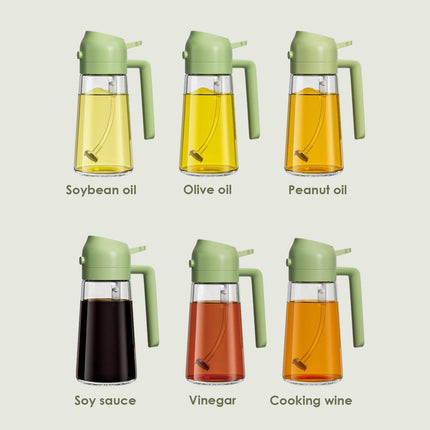 2-in-1 Oil and Vinegar Glass Dispenser Sprayer | BPA-Free | 10oz Capacity | Ergonomic Non-Slip Grip | Versatile for Cooking, Baking, Grilling | Efficient Oil Control | Dishwasher Safe