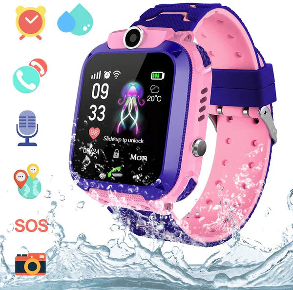 KidGuard | Children's GPS Smart Watch | Real-Time Location & Call | SOS Button | Geofencing | Built-In Camera | Water Resistant | Rechargeable | Lightweight & Comfortable | For School & Outdoor Play