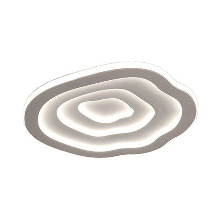 Acrylic Ceiling Light Fixture | Modern Wavy Design | LED Dual Light Options | White Flushmount | Warm & Cool White Lighting