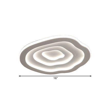 Acrylic Ceiling Light Fixture | Modern Wavy Design | LED Dual Light Options | White Flushmount | Warm & Cool White Lighting