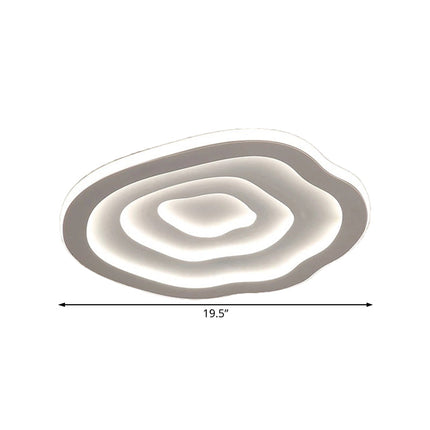Acrylic Ceiling Light Fixture | Modern Wavy Design | LED Dual Light Options | White Flushmount | Warm & Cool White Lighting