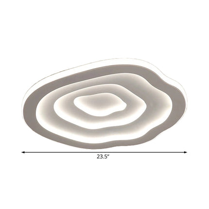 Acrylic Ceiling Light Fixture | Modern Wavy Design | LED Dual Light Options | White Flushmount | Warm & Cool White Lighting