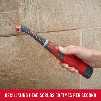 Cordless Electric Scrubber | Fast Cleaning Tool | Oscillating Head | Water Resistant | Ergonomic Grip | Includes 4 AA Batteries | Ideal for Grout Lines & Tight Spaces | Rubbermaid Durability