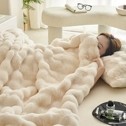 Double-Sided Faux Rabbit Fleece Blanket | Soft Plush Comfort for Bedroom, Living Room & Travel | Cozy All-Season Use