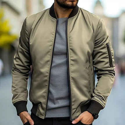 Men's Bomber Jacket | Water-Resistant | Ribbed Cuffs & Hem | Arm Pocket | Polyester-Cotton Blend | Classic Colors & Retro Flair | S to XXL | Versatile Style for Urban Adventures