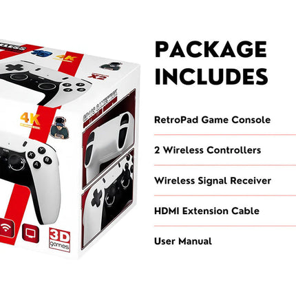 Retro Gaming Console | 60,000 Classic Games | Plug & Play | Two Wireless Controllers | Supports Up to 4 Players | Connects to TV, Projector, or PC