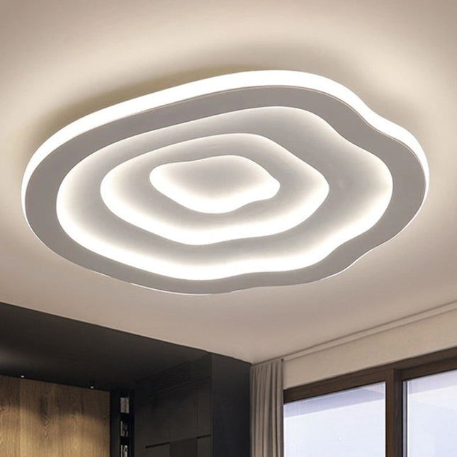 Acrylic Ceiling Light Fixture | Modern Wavy Design | LED Dual Light Options | White Flushmount | Warm & Cool White Lighting