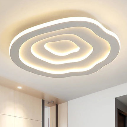 Acrylic Ceiling Light Fixture | Modern Wavy Design | LED Dual Light Options | White Flushmount | Warm & Cool White Lighting