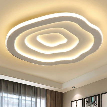Acrylic Ceiling Light Fixture | Modern Wavy Design | LED Dual Light Options | White Flushmount | Warm & Cool White Lighting