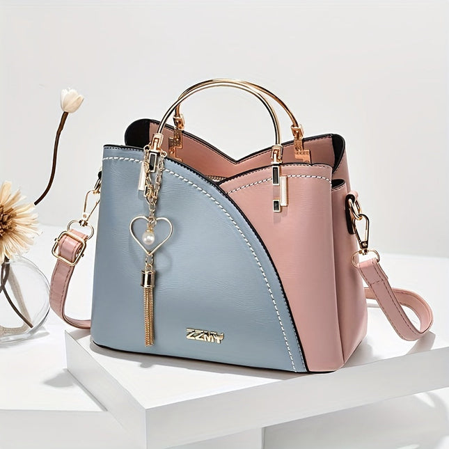 YSL Essential Luxury Leather Shoulder Bag | Vibrant Color Block Design | Stylish Tassel Accents | Spacious Interior
