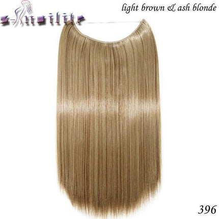 Invisible Halo Hair Extensions | Silky Straight | Synthetic Heat Resistant | Easy Slip-On Design | No Clips or Glue | Double Drawn for Fullness | 20 Inch Length | Multiple Colors Available