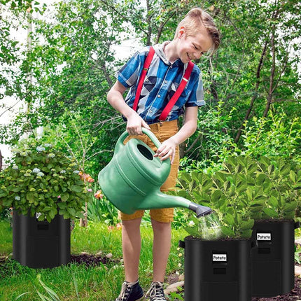 5 Pack | 10 Gallon Grow Bags | Heavy Duty 450g Non-Woven Fabric | With Handles | For Root Vegetables | Includes 10 Labels | Breathable & Drainage | Indoor Outdoor Use | Ideal for Potatoes, Onions, Garlic