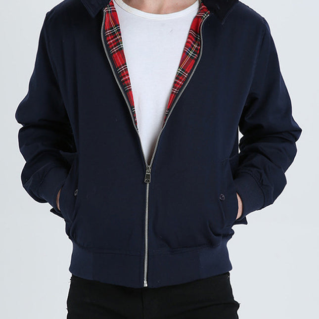 Ryder Men's Harrington Jacket | Tailored Stitching | Ribbed Cuffs & Hem | Premium Fabric | Multi-layered Lining | Folded Collar | Versatile Style | Formal & Casual Wear