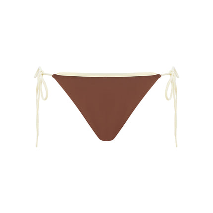 Juni Cheeky Cut Bikini Bottom | Brown | Contrast Bow & Tie Sides