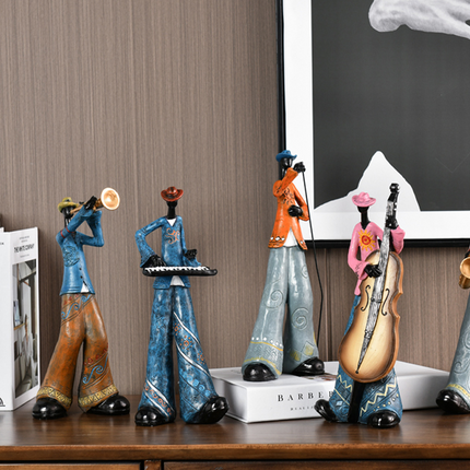 Band Art Sculpture | Hand-Painted Resin Musician Figurines | Unique Home Decor | Collectible Statue | Gifts for Fans | Vintage-Style Design | Singer, Guitar, Piano, Saxophone, Trumpet