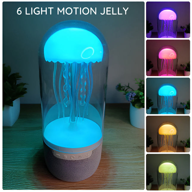 Portable Lamp with Floating Jellyfish | Bluetooth Speaker | 8 Color-Changing LED Lights | USB-C Rechargeable | Room Decor | Relaxation and Party Atmosphere | Intuitive Touch Controls | Modern Audio-Visual Device