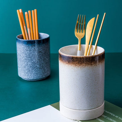 Ceramic Base Japanese-Style Utensil Holder | Kitchen Countertop Organizer | Elegant Storage for Cooking Utensils | Space-Saving Decorative Solution | Ideal for Culinary Enthusiasts