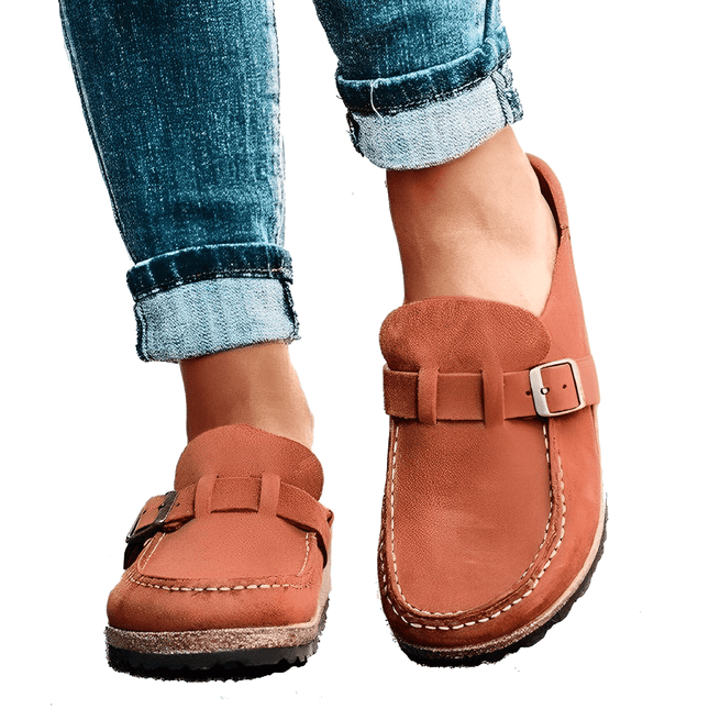 Vintage Suede Leather Mules | Open Toe | Buckle Closure | Casual Summer Footwear | Comfortable Absorbent Sole | Women's Sizes EU 35-43 | Perfect for Spring and Summer Outfits