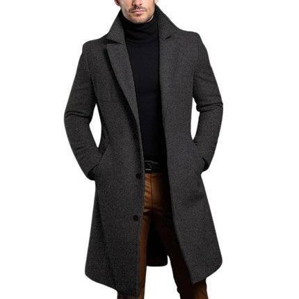 Armoire Melbourne Mid-Length Men's Trench Coat | High-Quality Material | Notch Lapel | Single-Breasted Closure | Tailored Fit | Versatile for Formal, Casual, or Workwear | Elegant Winter Outerwear