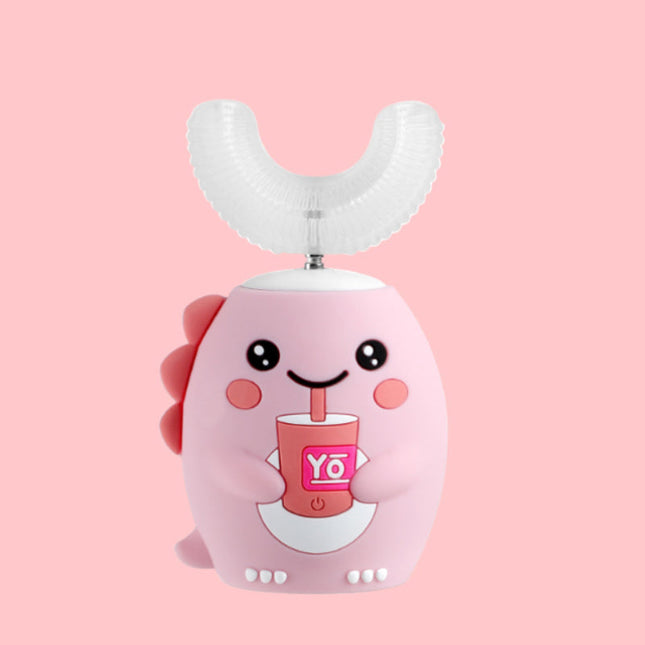 Children's 360° Electric U-Shaped Toothbrush | 5 Cleaning Modes | IPX7 Waterproof | Cartoon Design | Soft Silicone Brush | USB Powered | Long Battery Life | Vibration Mode | Pink Green Blue
