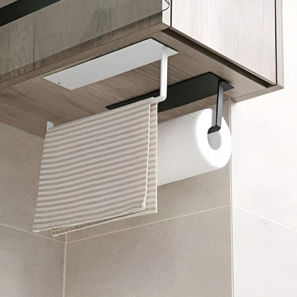 Adhesive Wall-Mounted Paper Towel Holder | No Drilling Required | Space-Saving | Bathroom and Kitchen Organizer | Durable Iron | Easy Installation | Holds Paper Towels, Cutting Boards & Disposable Bags