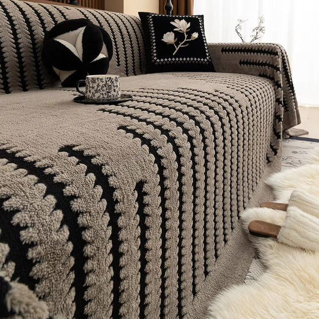 Plush Microfiber Tufted Sofa Protector | Vintage-Inspired | Thick & Warm | Non-Slip Grip | Machine Washable | Fits Sofas, Loveseats, Sectionals | Adds Comfort & Style | Symmetrical Linear Pattern