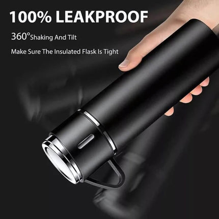 Stainless Steel 500ml Insulated Thermal Mug | Double-Walled Vacuum | 3 in 1 Set | Keeps Drinks Hot or Cold for 12 Hours | Includes Convenient Drinking Cup | Rust-Proof and Leak-Proof Design | Ideal for Travel & Daily Use